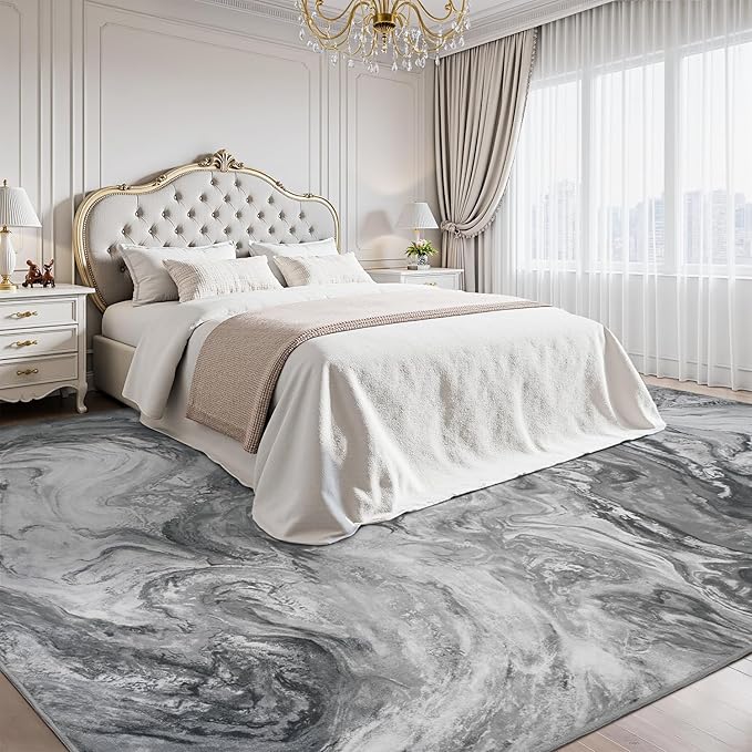 4x6 Washable Area Rugs for Living Room, Blue Modern Abstract Rug Entryway Kitchen Non Slip Throw Rug, Stain Resistant Carpet for Dining Room Playroom Bedroom, Pet & Kids Friendly