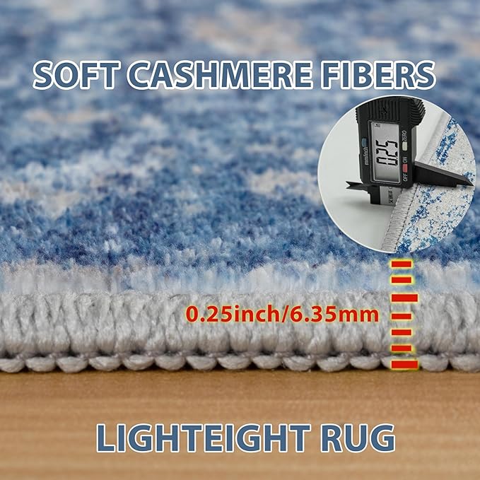 4x6 Area Rugs for Living Room Rug Washable: Abstract Rug for Dining Room Bedroom Carpet Non Slip 4 by 6 Indoor Modern Nursery Home Office Blue Grey White