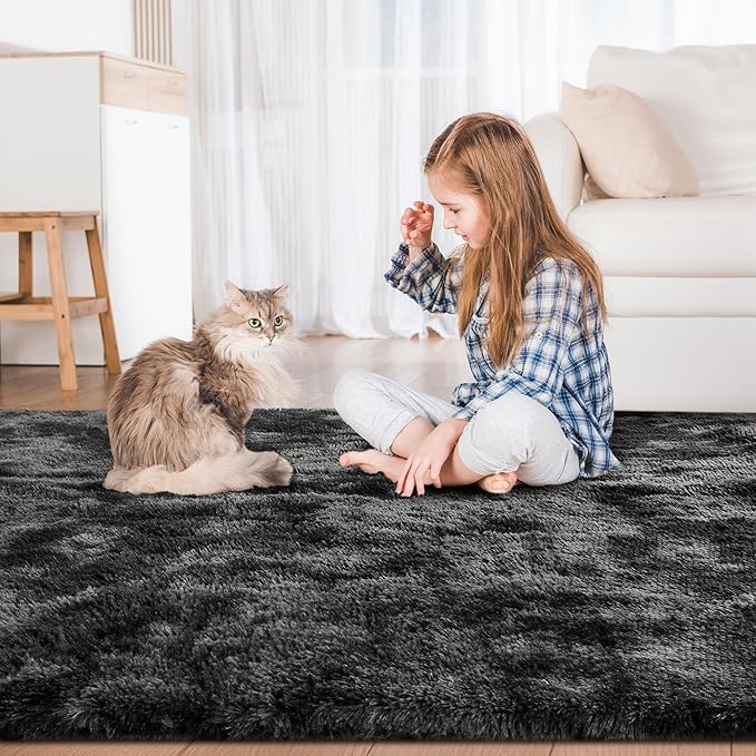 Sour Lemon 8x10 Area Rugs for Bedroom, Living Room Fluffy Rug, Large Area Rug Shag Shaggy Carpet Soft Plush Furry Bedside Rug, Machine Washable Area Rug for Kids Girls Boys Home Decor Anti Slip