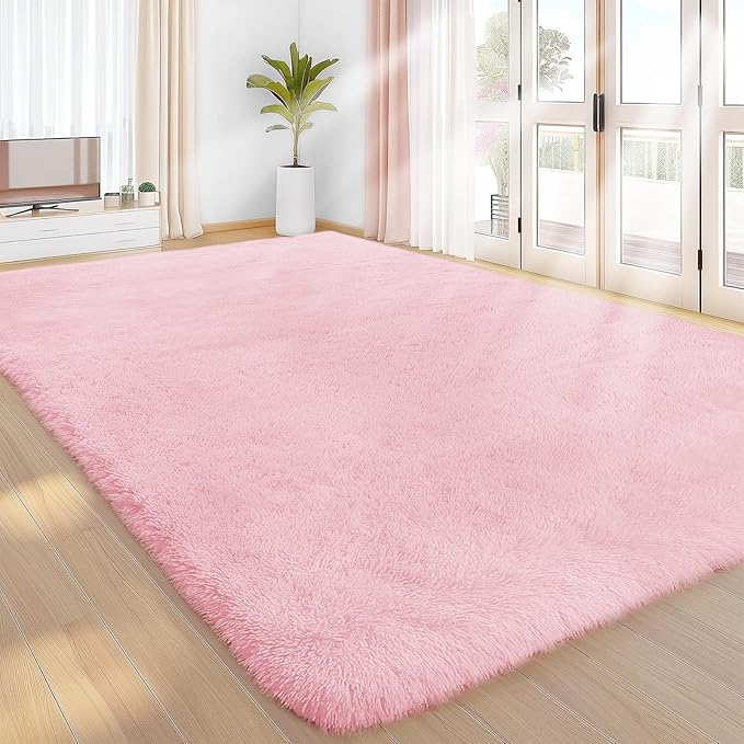 Sour Lemon 8x10 Area Rugs for Bedroom, Living Room Fluffy Rug, Large Area Rug Shag Shaggy Carpet Soft Plush Furry Bedside Rugs, Machine Washable Area Rugs for Kids Girls Boys Home Decor Anti Slip