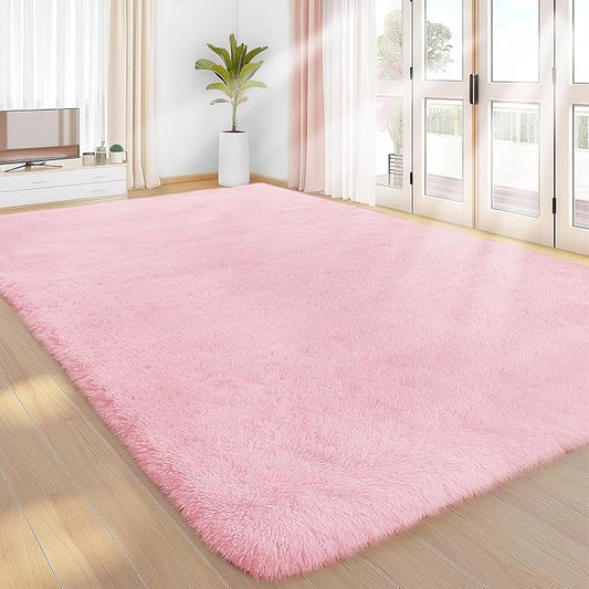 Sour Lemon 8x10 Area Rugs for Bedroom, Living Room Fluffy Rug, Large Area Rug Shag Shaggy Carpet Soft Plush Furry Bedside Rugs, Machine Washable Area Rugs for Kids Girls Boys Home Decor Anti Slip