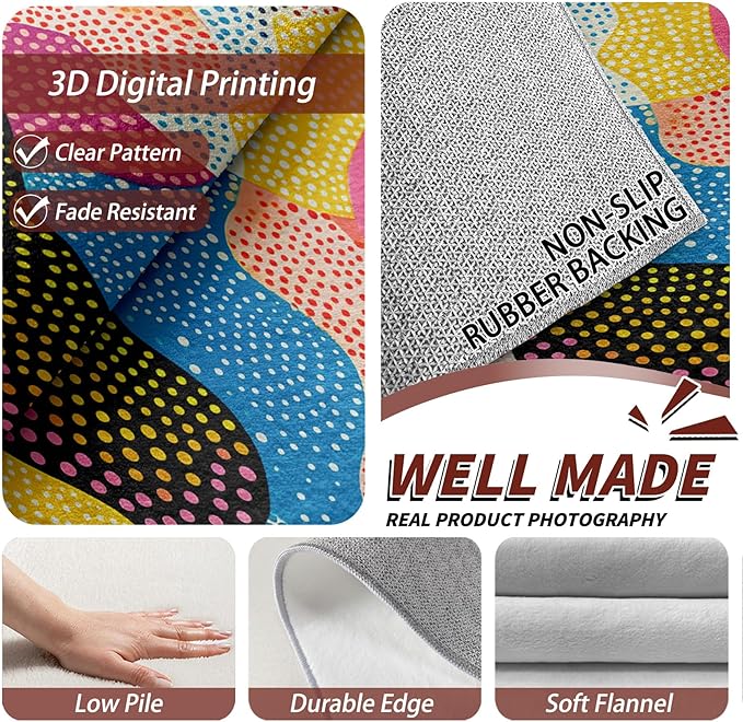 Abstract Rug 5x7 - Abstract Rug, 5x7 Rug, Colorful Geometric Polka Dot Area Rug, Multicolor Color Block Carpet, Washable & Non Slip & Soft Large Rugs, Abstract Home Decor Gifts