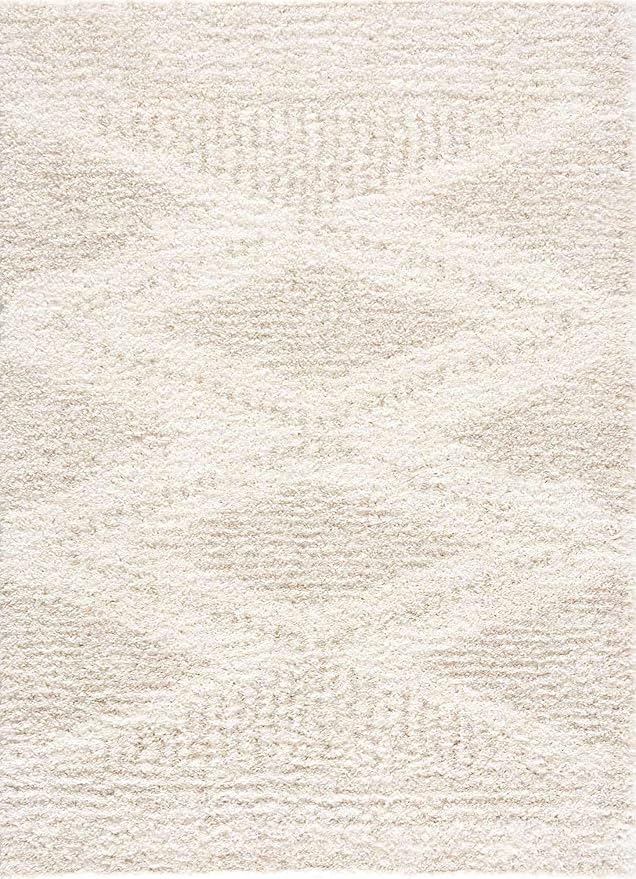 Hauteloom Galaxy Shag Living Room, Bedroom Area Rug - Contemporary - Plush Pile - Light Beige, Cream - 18" x 18" Sample