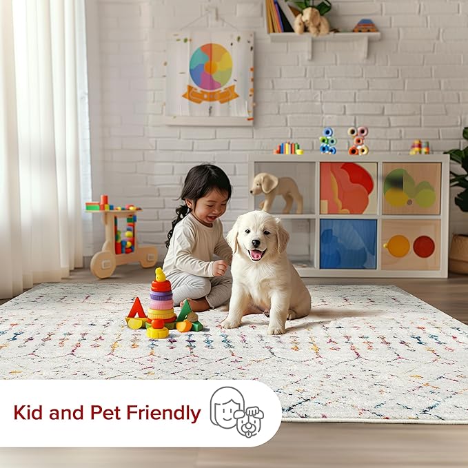 nuLOOM Oval 3x5 Moroccan Blythe Area Rug, Light Multicolor, Faded Bohemian Design, Stain Resistant, For Bedroom, Dining Room, Living Room, Hallway, Office, Kitchen, Entryway