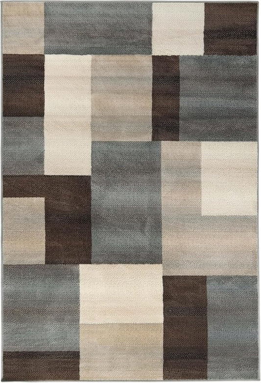 Superior Indoor Area Rug, Jute Backing, Home Decor for Bedroom, Living Room, Office, Kitchen, Hallway, Floor Cover, Patchwork, Color Block, Plush, Clifton Collection, 7' x 9', Multi Color