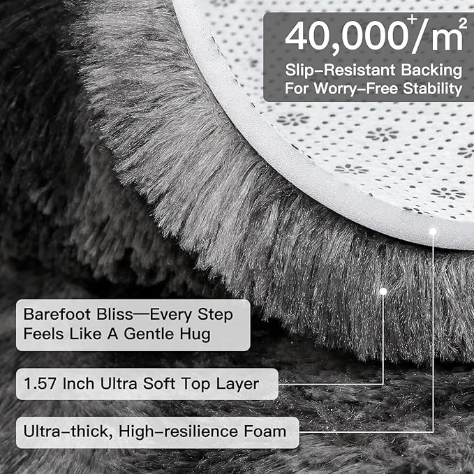 Sour Lemon 8x10 Area Rugs for Bedroom, Living Room Fluffy Rug, Large Area Rug Shag Shaggy Carpet Soft Plush Furry Bedside Rug, Machine Washable Area Rug for Kids Girls Boys Home Decor Anti Slip