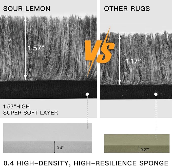 Sour Lemon Area Rugs 9x12 Living Room, Large Area Rug Shag Shaggy Carpet Soft Plush Furry Bedside Rug, Machine Washable Area Rugs for Bedroom Kids Girls Boys Home Decor Anti Slip