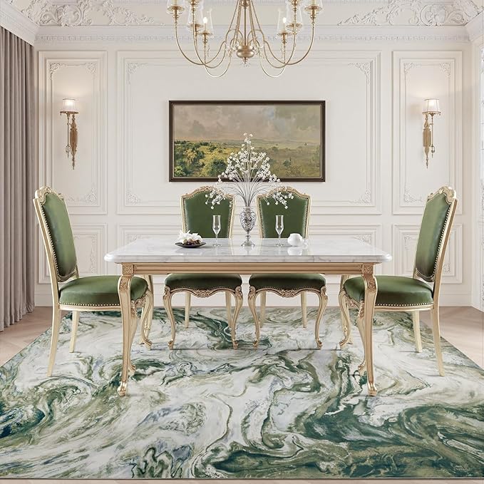 4x6 Washable Area Rugs for Living Room, Blue Modern Abstract Rug Entryway Kitchen Non Slip Throw Rug, Stain Resistant Carpet for Dining Room Playroom Bedroom, Pet & Kids Friendly