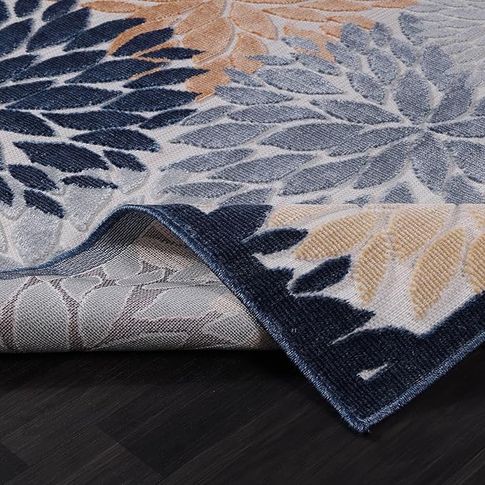 CAMILSON Indoor Outdoor Rug Multicolor 10?셹14??Floral Exotic Tropical Area Rugs for Indoor and Outdoor patios, Easy-Cleaning Non-Shedding Living Room Garden and Kitchen Washable Outside Carpet (10x14)