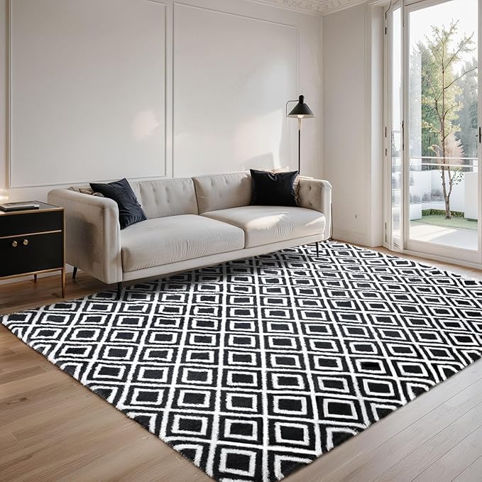 Sour Lemon 8x10 Area Rugs for Bedroom, Living Room Fluffy Rug, Large Area Rug Shag Shaggy Carpet Soft Plush Furry Bedside Rugs, Machine Washable Area Rugs for Kids Girls Boys Home Decor Anti Slip