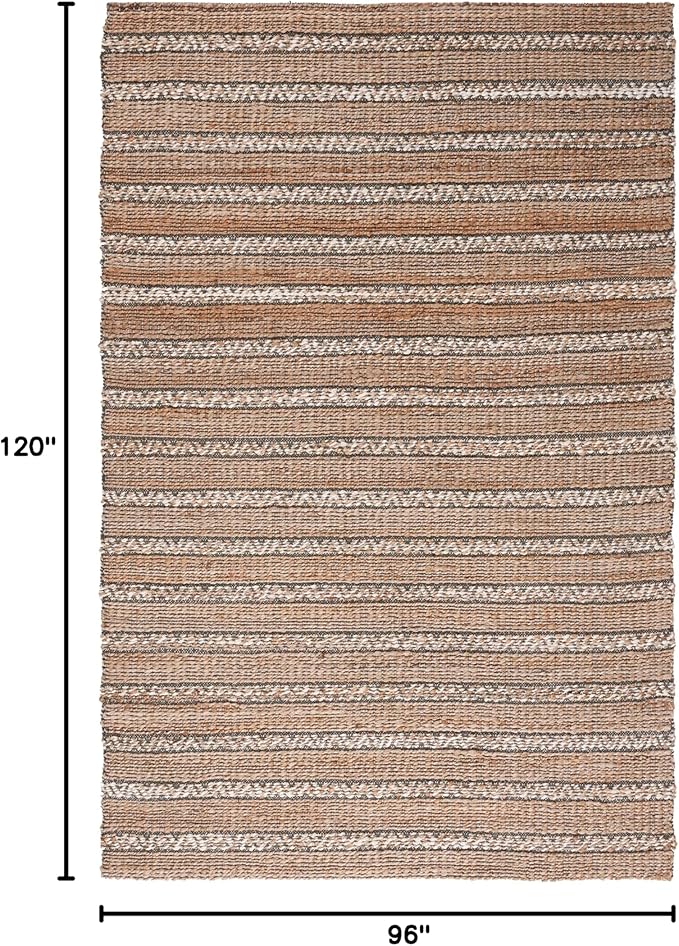 SAFAVIEH Area Rug 8x10 - Natural Fiber Collection - Large - Olive & Natural, Handmade Jute & Cotton Flat Weave, Stripe Pattern, Ideal for Living Room, Bedroom, Dining Space (NFB655X)