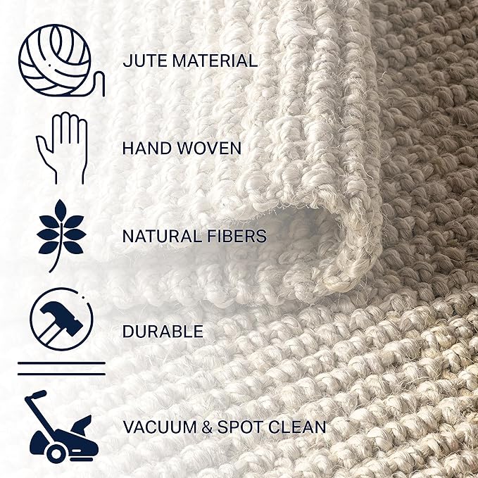 JONATHAN Y Hiro Hand Woven Chunky Jute Ivory Indoor Area Rug, 3x5, Bohemian, Transitional, Easy-Cleaning for Living Room, Bedroom, Kitchen, Pet Friendly, Non-Shedding (NFR103A-3)