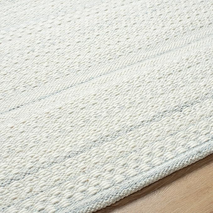 Mark&Day Wool Rugs, 6x9 Precious Solid and Border Cream/Light Slate Area Rug, Cream Grey Carpet for Living Room, Bedroom or Kitchen (6' x 9')