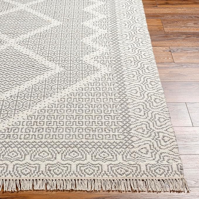 Mark&Day Wool Rugs, 2x8 Nishnabotny Cottage Light Gray Runner Area Rug, Grey Beige Carpet for Hallway, Kitchen, Bedroom or Living Room (2'6" x 8' Runner)