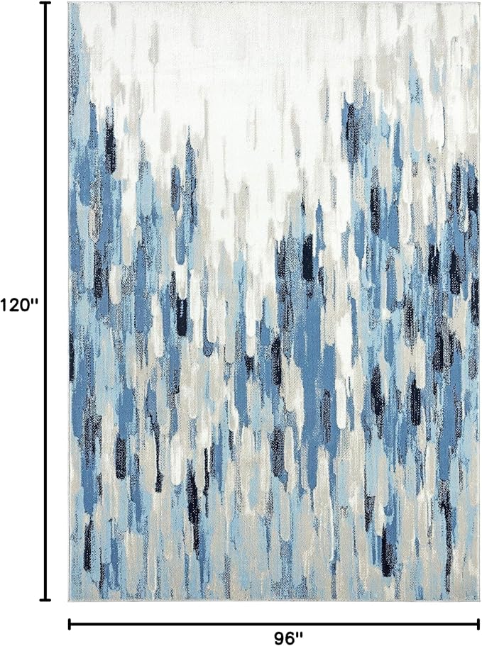 Abani Rugs Blue & Beige Abstract 7'9" X 10'2" Area Rug - Porto Collection Contemporary Style Accent Rug