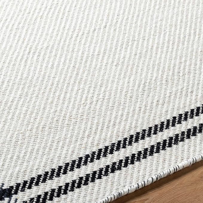 Mark&Day Wool Rugs, 8x10 Janmichael Cottage Light Silver/Black Area Rug, Silver Black Carpet for Living Room, Bedroom or Kitchen (8' x 10')