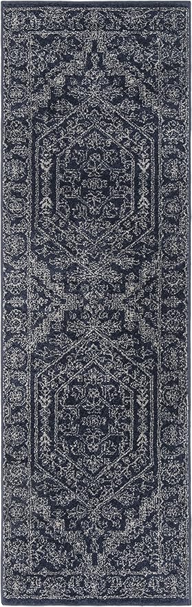 SAFAVIEH Adirondack Collection Runner Rug - 2'6" x 14', Navy & Ivory, Oriental Medallion Design, Non-Shedding & Easy Care, Ideal for High Traffic Areas in Living Room, Bedroom (ADR108N)