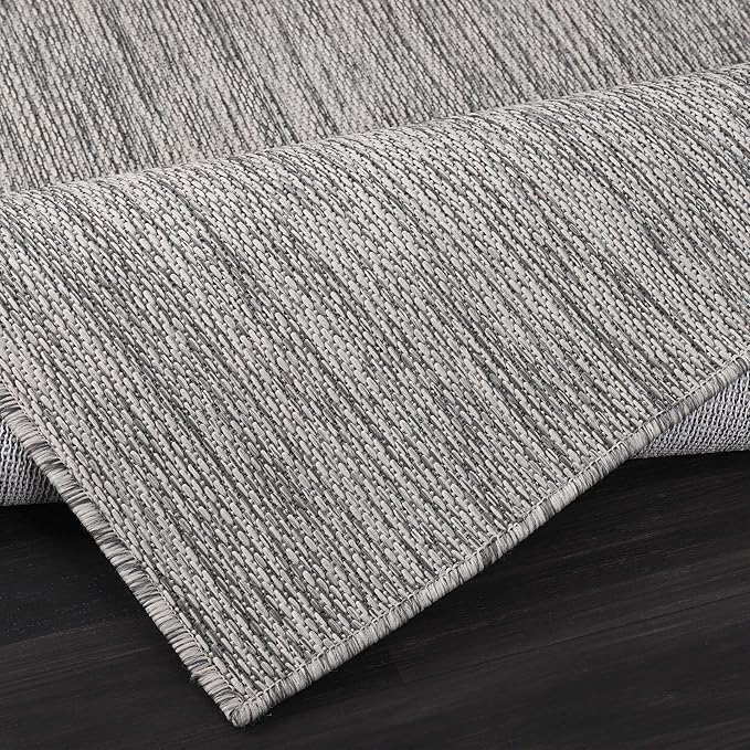 CAMILSON Outdoor Rug 6x9 Modern Area Rugs for Indoor and Outdoor Patios and Porches - Waterproof, Washable, Non-Shedding, Easy-to-Clean Outside Carpet (6 x 9, Solid - Silver Gray)