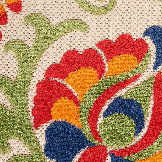 Nourison Home Aloha Indoor/Outdoor Multicolor 9'6'' x 13' Area-Rug, Easy-Cleaning, Non Shedding, Bed Room, Living Room, Dining Room, Backyard, Deck, Patio (10x13)