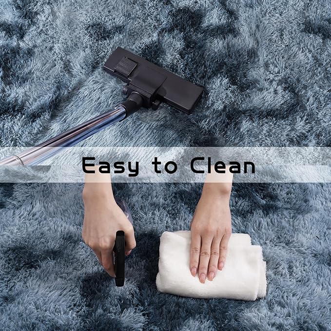9x12 Area Rug, Large Area Rug for Living Room, Shag Rug for Bedroom, Soft Furry Non Slip Carpet for Kids Room Nursery Teens Dorm Home Decor, Blue Grey