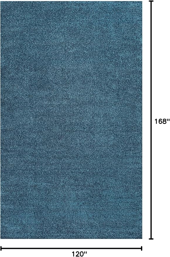 Eyely UES100H-14 Supersoft Haze Solid Low-Pile Indoor Area Rug, Coastal, Bohemian, Minimalist, Classic, Casual for Bedroom,Kitchen,Living Room,Non Shedding,Easy-Washing, Blue, 10 X 14