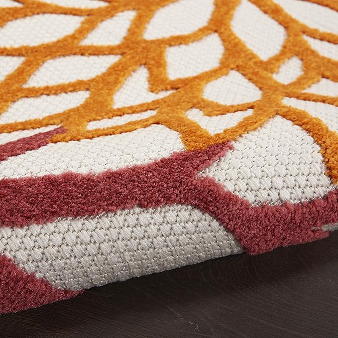 Nourison Home Aloha 8' Runner Red Multicolored Fabric Tropical Area Rug (8' Runner)