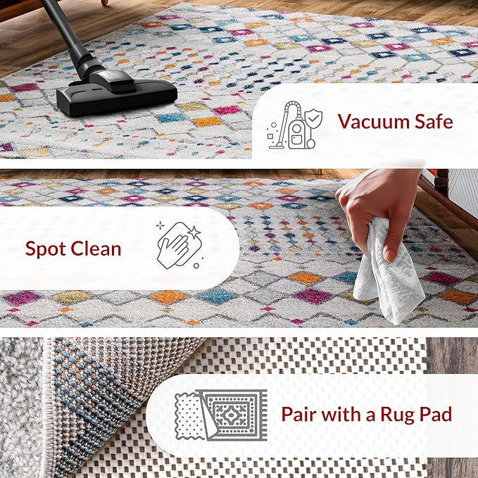 nuLOOM 2x10 Moroccan Blythe Area Rug, Multicolor, Faded Bohemian Design, Stain Resistant, For Bedroom, Dining Room, Living Room, Hallway, Office, Kitchen, Entryway