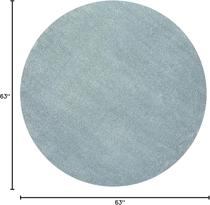 Eyely UES100S-5R Supersoft Haze Solid Low-Pile Indoor Area Rug Casual;Contemporary;Solid;Traditional, Bedroom, Kitchen, Living Room, Easy-Cleaning, Non-Shedding, 5' Round, Light Blue