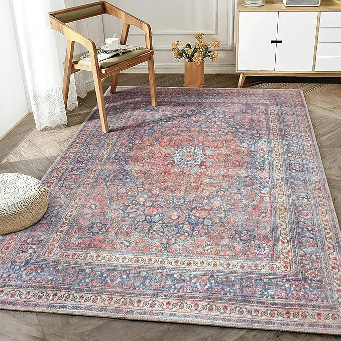 Bloom Rugs Washable Non-Slip 3' x 5' Rug - Multicolor Traditional Medallion Area Rug for Living Room, Bedroom, Dining Room, and Kitchen - Exact Size: 3' x 5'