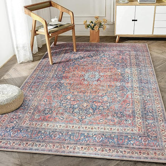 Bloom Rugs Washable Non-Slip 3' x 5' Rug - Multicolor Traditional Medallion Area Rug for Living Room, Bedroom, Dining Room, and Kitchen - Exact Size: 3' x 5'