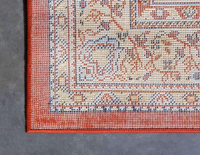 Unique Loom Reza Collection Traditional Persian Style Area Rug, 2 ft 2 in x 3 ft, Terracotta/Ivory