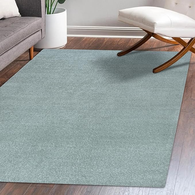 Eyely UES100S-9 Supersoft Haze Solid Low-Pile Indoor Area Rug Casual;Contemporary;Solid;Traditional, Bedroom, Kitchen, Living Room, Easy-Cleaning, Non-Shedding, 9 X 12, Light Blue