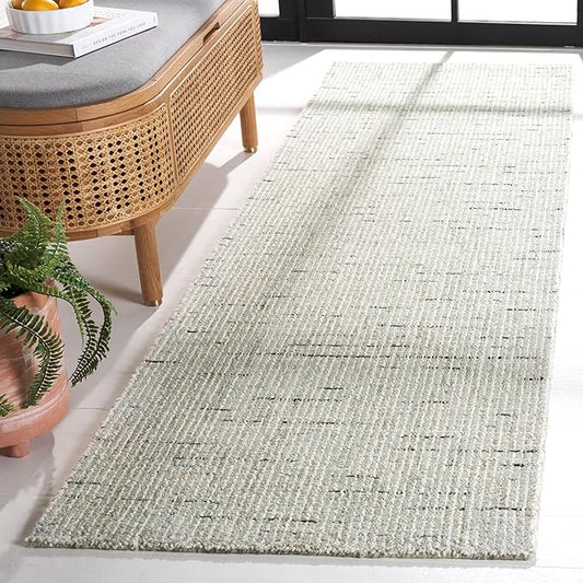 SAFAVIEH Abstract Collection Runner Rug - 2'3" x 8', Sage & Ivory, Handmade Wool, Ideal for Living Room, Bedroom, Dining Room (ABT468W-28)