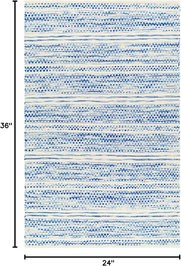 Mark&Day Wool Rugs, 2x3 Marie Global Dark Blue Area Rug, Blue Beige Carpet for Living Room, Bedroom or Kitchen (2' x 3')