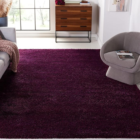 SAFAVIEH Santa Monica Shag Collection 8' x 10' Purple SGN725 Solid Non-Shedding Living Room Bedroom Dining Room Entryway Plush 2-inch Thick Area Rug