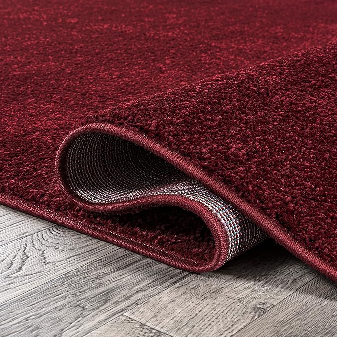 Eyely UES100Q-6SQ Supersoft Haze Solid Low-Pile Indoor Area Rug, Coastal, Bohemian, Minimalist, Classic, Casual for Bedroom,Kitchen,Living Room,Non Shedding,Easy-Washing, Red, 6' Square
