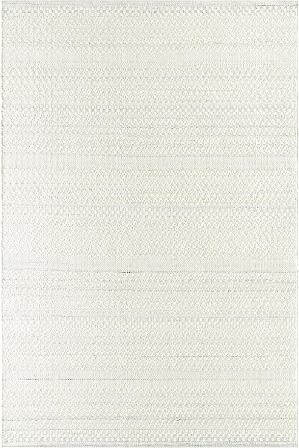 Mark&Day Wool Rugs, 6x9 Precious Solid and Border Cream/Light Slate Area Rug, Cream Grey Carpet for Living Room, Bedroom or Kitchen (6' x 9')