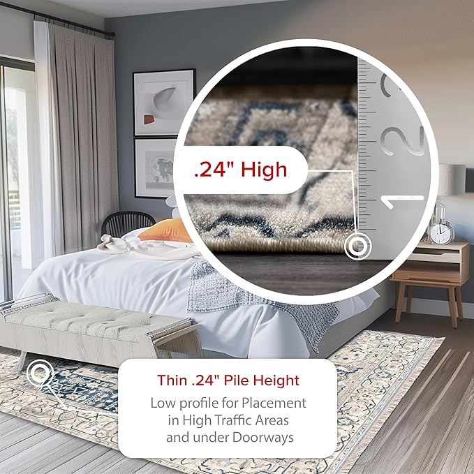 nuLOOM Harriet Vintage Medallion Fringe Area Rug - 2x8 Runner Rug Traditional Grey/Multicolor Rugs for Living Room Bedroom Dining Room Entryway Hallway Kitchen