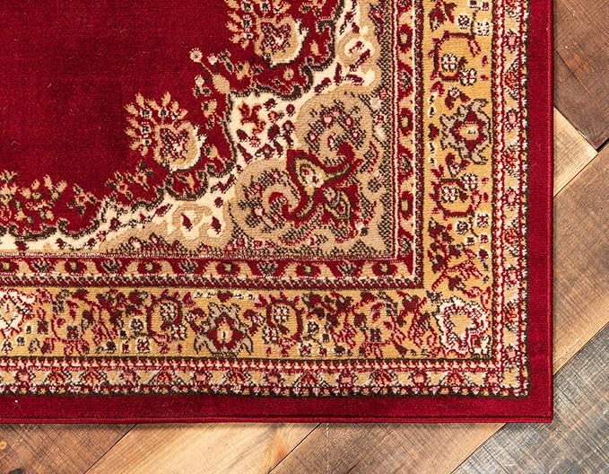 Unique Loom Reza Collection Traditional Persian Style Area Rug, 8 x 10 ft, Burgundy/Ivory