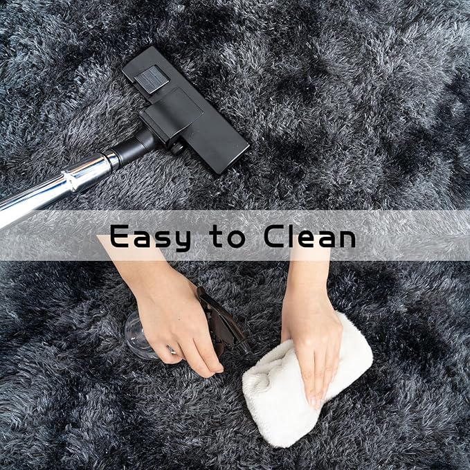 Fluffy Area Rug for Bedroom 4x6 Feet, Indoor Plush Carpet, Shag Soft Bedside Rug, Cute Comfy Furry Rug for Living Room Dorm Girls Boys Room Nursery Decor, Dark Grey