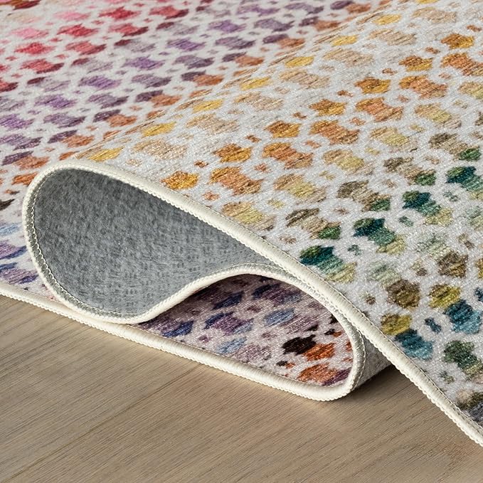 Dash & Albert Poppy Multi Machine Washable Rug, 7.5 X 9.5 Feet, Multicolored Geometric Pattern