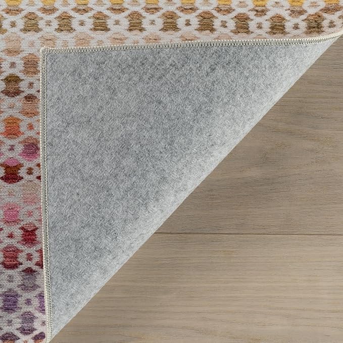 Dash & Albert Poppy Multi Machine Washable Rug, 6 X 9 Feet, Multicolored Geometric Pattern