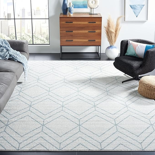 SAFAVIEH Area Rug 8x10 - Adirondack Collection - Large - Grey & Blue, Modern Geometric Design, Non-Shedding & Easy Cleaning, Ideal for Living Room, Bedroom, Office, Dining Space (ADR241K)
