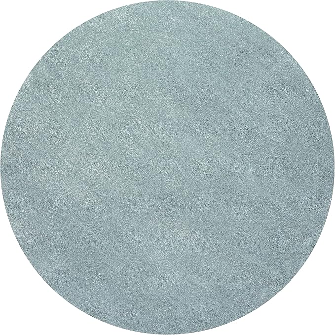 Eyely UES100S-8R Supersoft Haze Solid Low-Pile Indoor Area Rug, Coastal, Bohemian, Minimalist, Classic, Casual for Bedroom,Kitchen,Living Room,Non Shedding,Easy-Washing, Blue, 8' Round