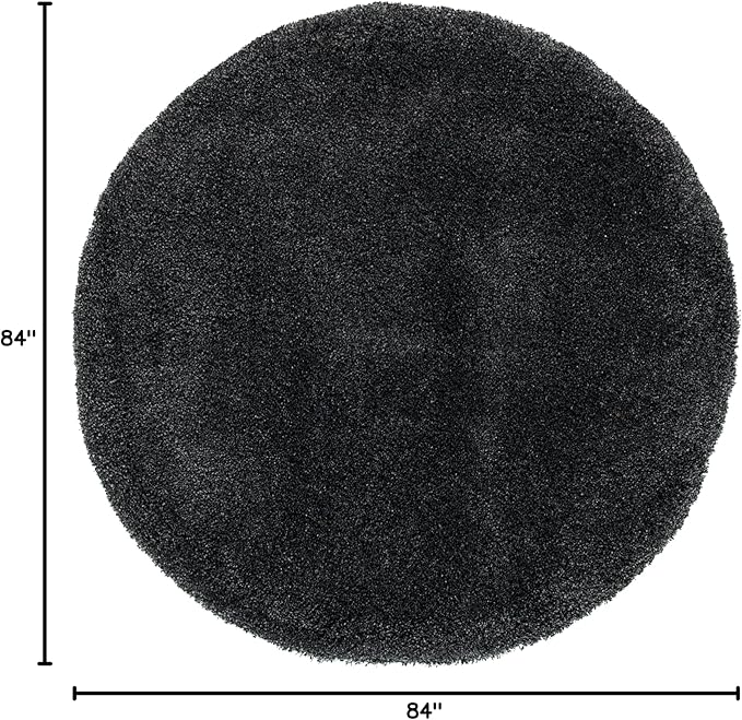 SAFAVIEH Milan Shag Collection 7' Round Dark Grey SG180 Solid Non-Shedding Living Room Bedroom Dining Room Entryway Plush 2-inch Thick Area Rug