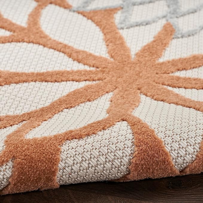 Nourison Home Aloha Indoor-Outdoor Ivory Multicolor 3'6" x 5'6" Area Rug, Easy Cleaning, Non Shedding, Bed Room, Living Room, Dining Room, Backyard, Deck, Patio (4x6)