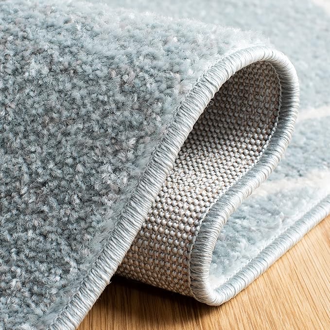 SAFAVIEH Adirondack Collection Area Rug - 4' Square, Blue & Ivory, Modern Geometric Design, Non-Shedding & Easy Care, Ideal for High Traffic Areas in Living Room, Bedroom (ADR241M)