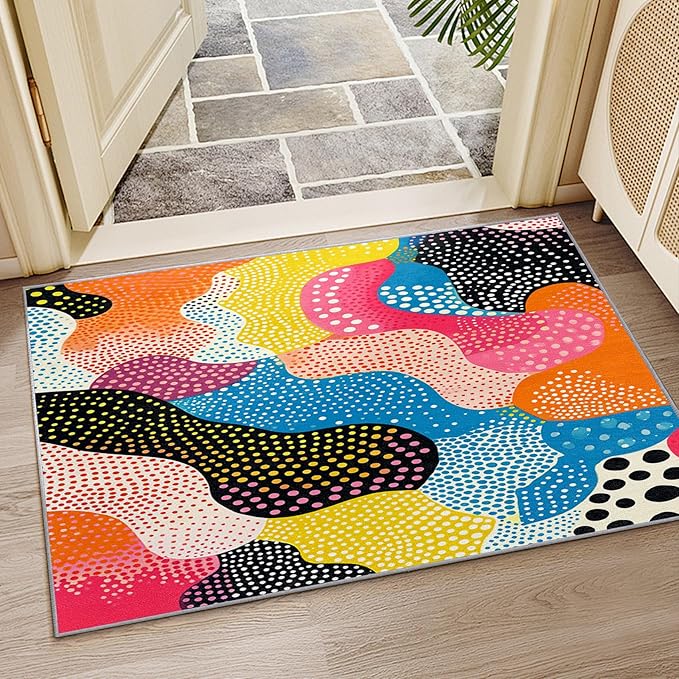 Abstract Rug 5x7 - Abstract Rug, 5x7 Rug, Colorful Geometric Polka Dot Area Rug, Multicolor Color Block Carpet, Washable & Non Slip & Soft Large Rugs, Abstract Home Decor Gifts