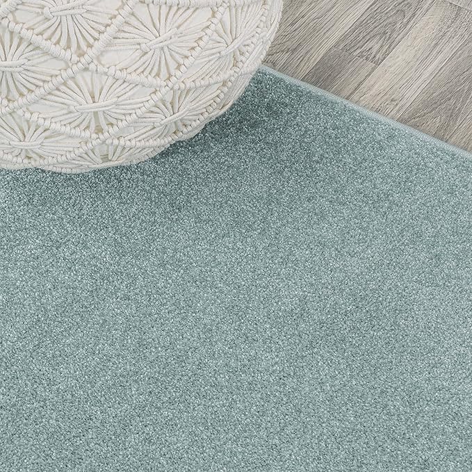 JONATHAN Y Haze Solid Low-Pile Aqua Blue 5x5 Square Indoor Area Rug, Coastal,Bohemian,Minimalist,Classic, Easy-Cleaning for Living Room,Bedroom,Kitchen,Pet Friendly,Non-Shedding (SEU100S-5SQ)