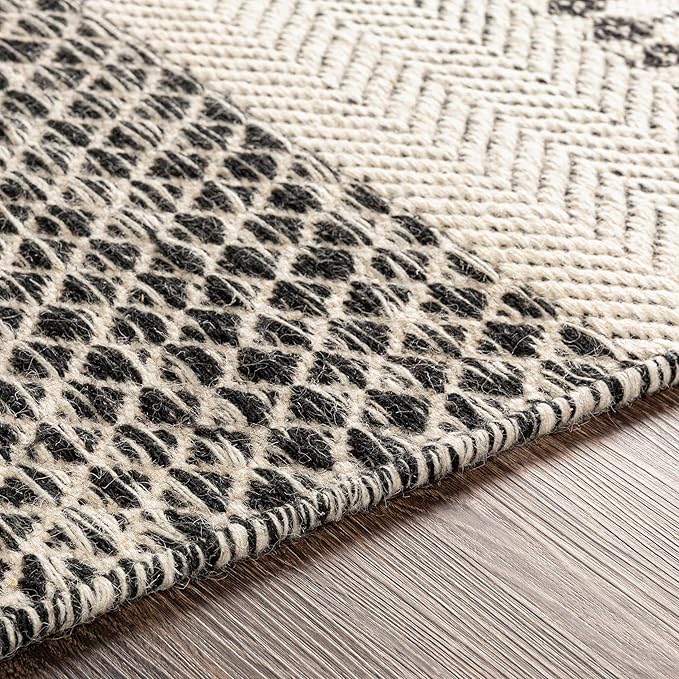 Mark&Day Wool Rugs, 4x6 Tervoort Global Black Area Rug, Blue Beige Carpet for Living Room, Bedroom or Kitchen (3'6" x 5'6")